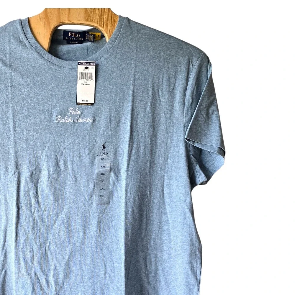 Polo Ralph Lauren Mens XXL Mod Blue Heather Script Logo‎ Classic Fit T-Shirt NWT
